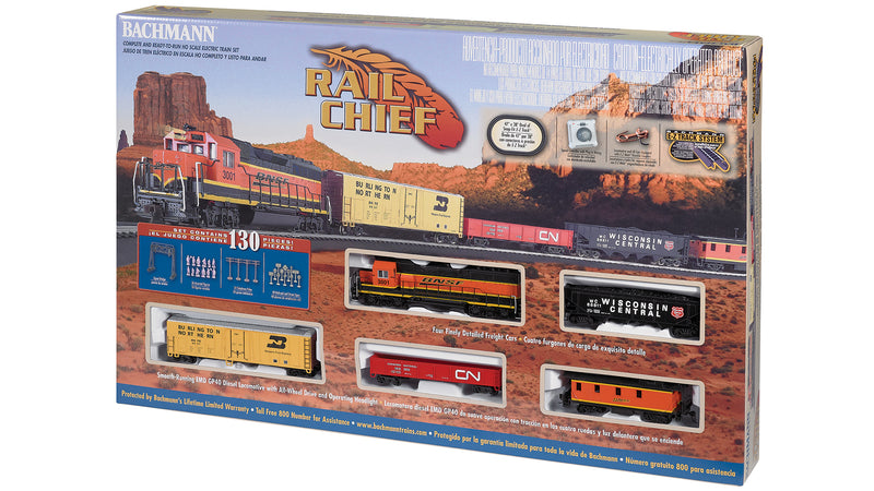 Bachmann Trains HO Scale Rail Chief BNSF Freight Ready To Run Electric Train Set