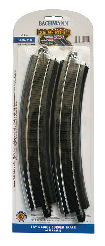 Bachmann Trains HO Scale 18" Radius Curve Track- 4 Pack