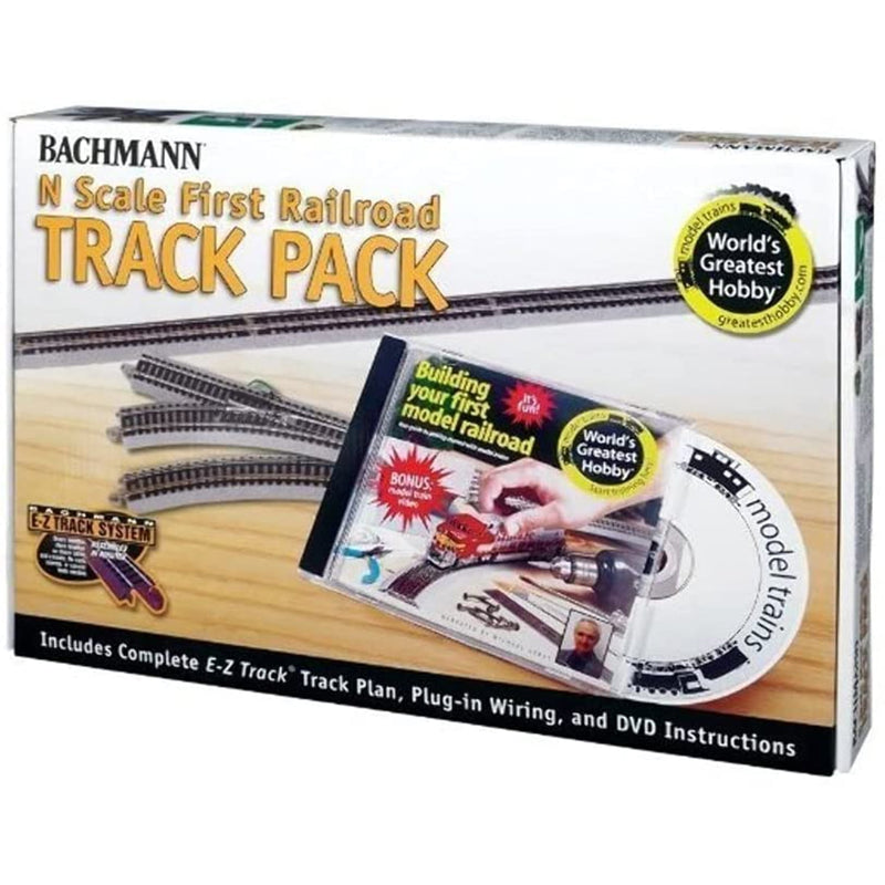 Bachmann Trains - Snap-Fit E-Z TRACK® WORLD'S GREATEST HOBBY® TRACK PACK - NICKEL SILVER Rail With Grey Roadbed - N Scale
