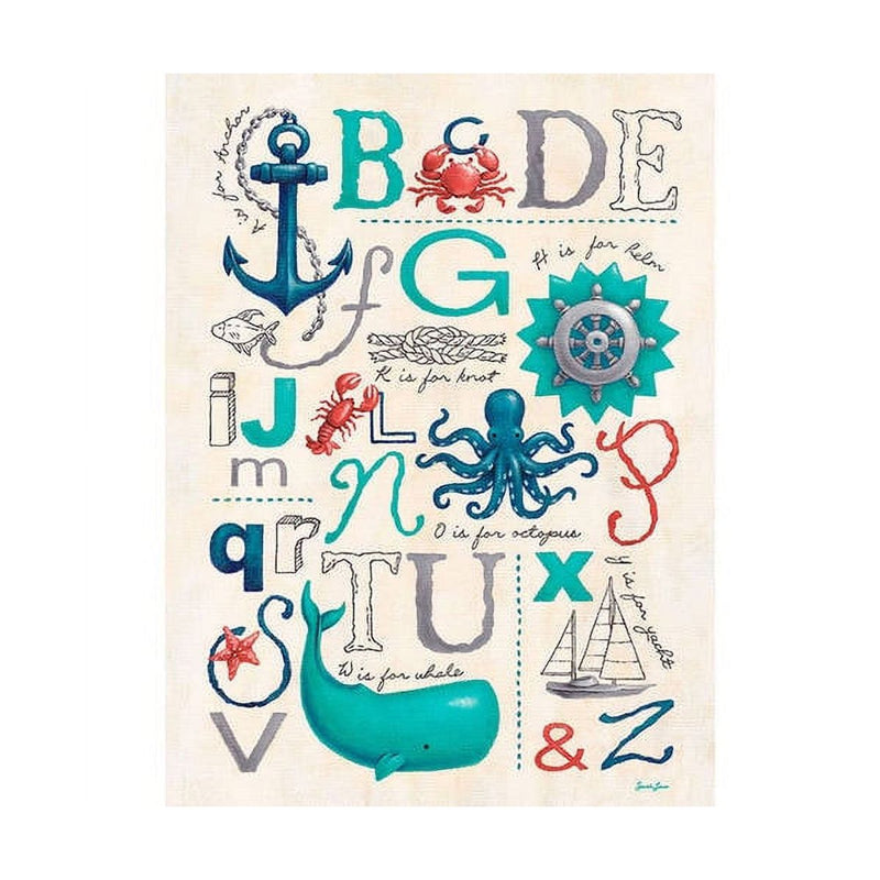 Oopsy Daisy's Nautical ABCs Canvas Wall Art - Size 18x24