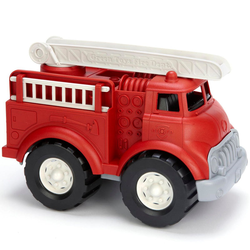 Green Toys Red Fire Truck – BPA-Free Recycled Plastic Toy Truck for Toddlers, Durable with Moving Ladder, Dishwasher Safe