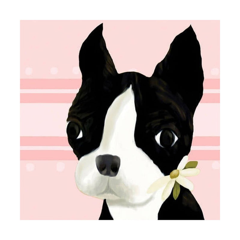 Oopsy Daisy's Bea the Boston Terrier - Pink Canvas Wall Art - Size 10x10