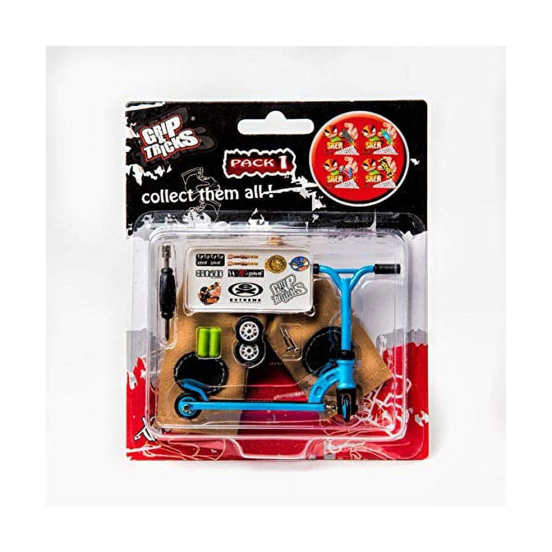Grip & Tricks Mini Pro Finger Blue Scooter Set with Changeable Tires and Handlebar