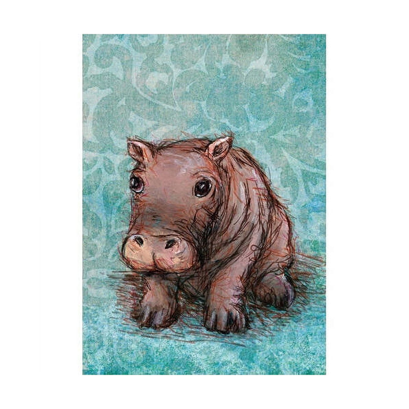 Oopsy Daisy's Little Hippo Baby Canvas Wall Art - Size 10x14