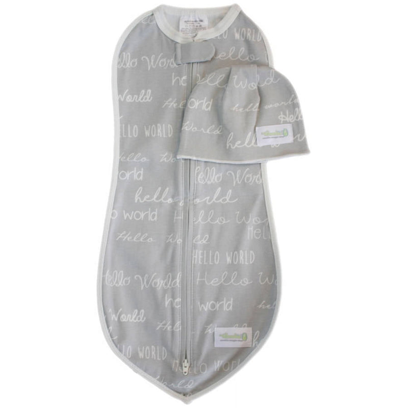 My First Months Hello World Grey Swaddle Set