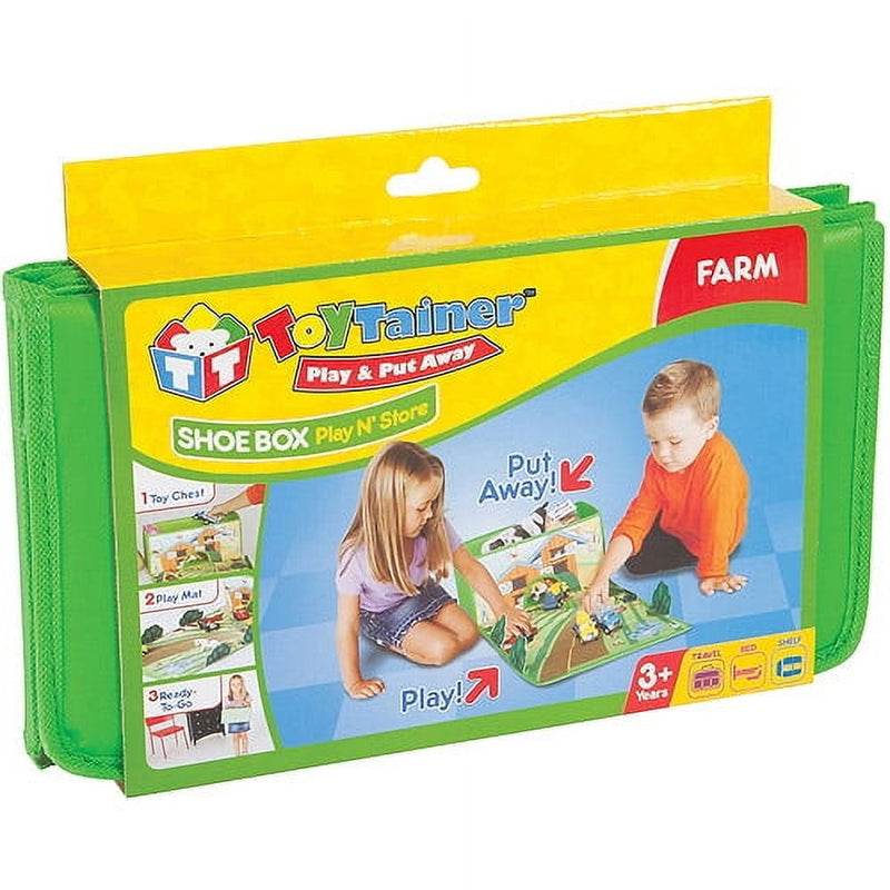 Toytainer Shoe Box Play-N-Store Farm Theme Collapsible Storage with Playmat