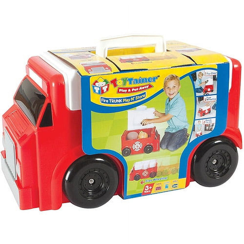 Toytainer Fire Truck Play-N-Store Free-Wheeling Toy Storage Trunk