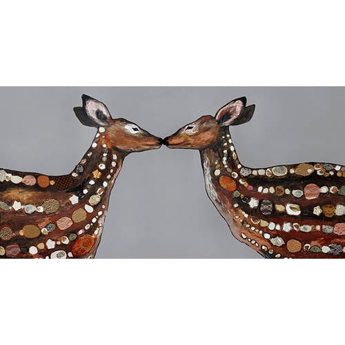 Oopsy Daisy's Deer Love on Deep Gray Canvas Wall Art - Size 24x12