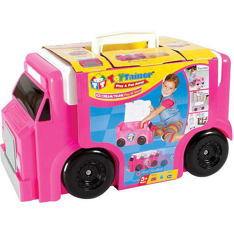 Toytainer Ice Cream Truck Play-N-Store Free-Wheeling Toy Storage Trunk