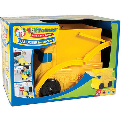 Toytainer Bulldozer Scoop-N-Store Free-Wheeling Toy Organizer with Removable Bin