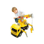 ksmtoys Lena Construction Toys Powerful Giants Toy Crane Truck with 360Â° Rotating and 3 ft extendable Boom in Yellow and Black Fully Functional Toys for Boys or Girls Age 3+