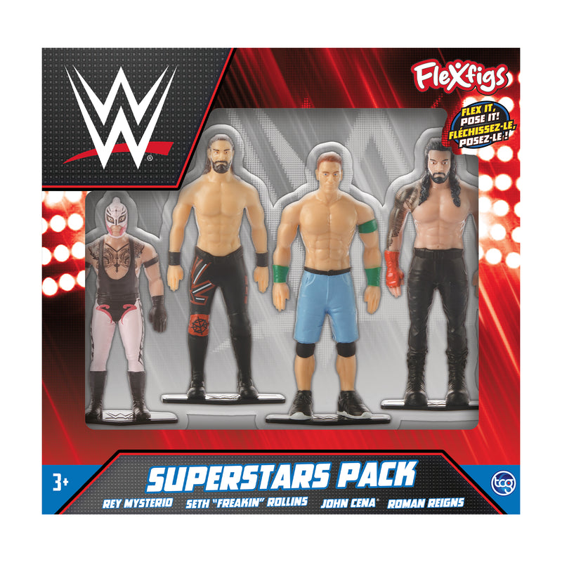 WWE Superstars - 4 Character Pack - Wrestler Articulated Action Figures, Flex It - Pose It!, Collectible