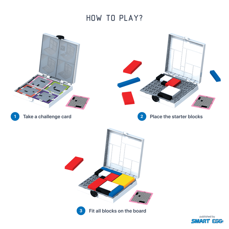 Mondrian Blocks - White Edition Thinking Game