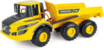 Lena 4616 Worxx articulated tipper Volvo A25G, dump truck made of ABS plastic with rubber tyres and steel axles, construction vehicle with articulated steering, toy dumper for children from 3 years, truck yellow, black