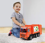 Lena ACTROS Toy Garbage Truck for 3 Year Old Boys and Girls Realistic Trash Waste Management Garbage bin Orange and Silver, 1:15 Scale Model