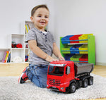 Ksmtoys Lena Licensed MercedesACTROS Dump Truck, Red, Silver and Black, 1:15 Scale Model
