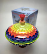 Classic Multicolor CHORAL musical Spinning Tin Top Toy from KsmToys by Bolz. The Buzzing Hum Gets Louder As The Top Spins Faster. 18M+