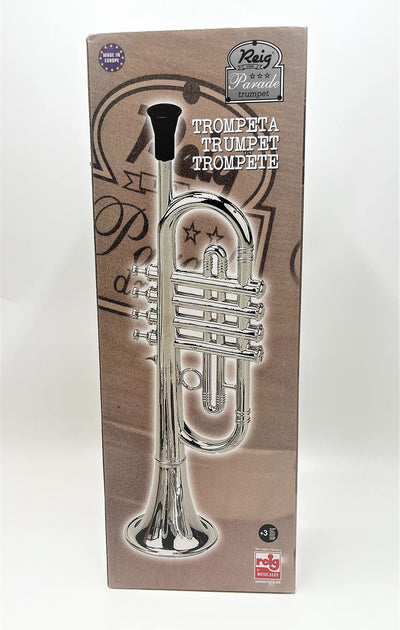 My First Toy Trumpet for Kids in Silver Finish with 4 Keys is a Great Learning Kid Toy Instrument and Teaching Tool for Children Ages 3+ BPA Free.