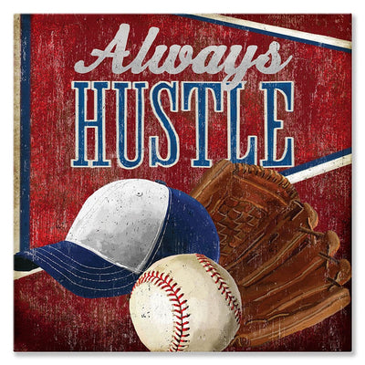 Oopsy Daisy's Always Hustle - Baseball Canvas Wall Art - Size 14x14