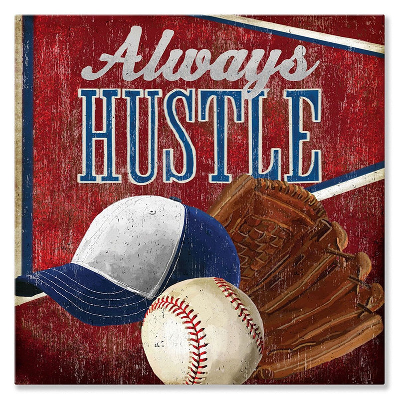 Oopsy Daisy's Always Hustle - Baseball Canvas Wall Art - Size 14x14