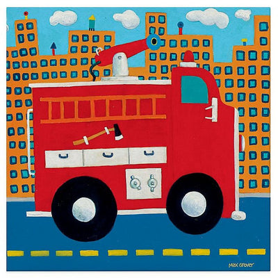 Oopsy Daisy's Fire Truck Canvas Wall Art - Size 10x10