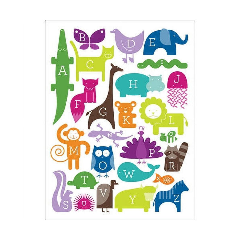 Oopsy Daisy's ABC Animalia - Rainbow Canvas Wall Art - Size 18x24
