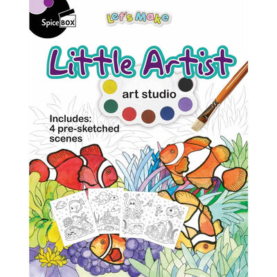Spicebox Little Artist Watercolor Painting Kit for Kids - Includes Watercolor Paints, Brushes, Paper & Instruction Book