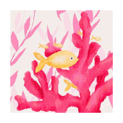 Oopsy Daisy's Pink Coral and Little Fish Canvas Wall Art - Size 10x10