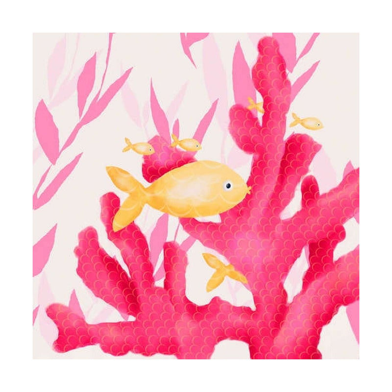 Oopsy Daisy's Pink Coral and Little Fish Canvas Wall Art - Size 10x10