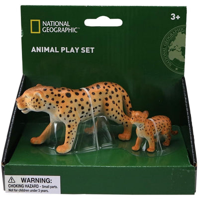 National Geographic Leopard and cub Figurines, 2pc