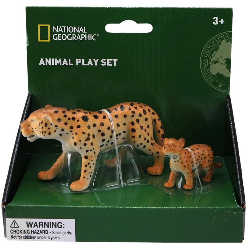 National Geographic Leopard and cub Figurines, 2pc