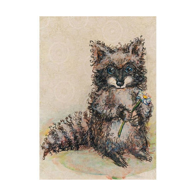 Oopsy Daisy's Raccoon And Daisy Canvas Wall Art - Size 10x14
