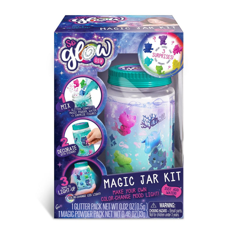 So Glow DIY Magic Jar Kit - Large Jar Asso with Color-Change LED Light, 3 Surprise Characters, Glitter & Confetti, Decorative Stickers, Ages 6+ Bottles Pack