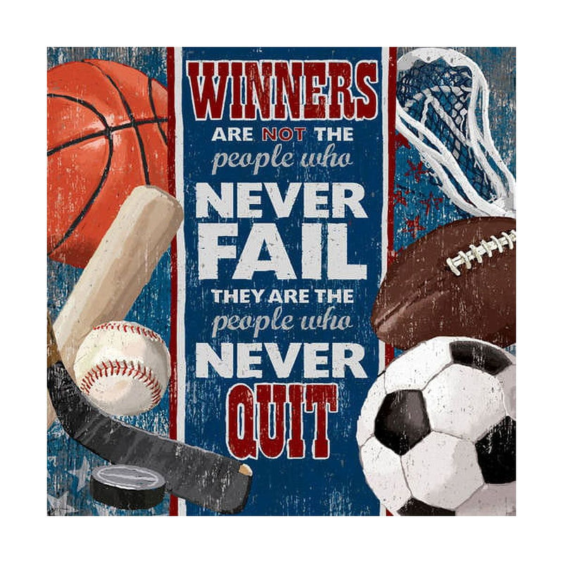 Oopsy Daisy's Winners Never Quit Canvas Wall Art - Size 18x18