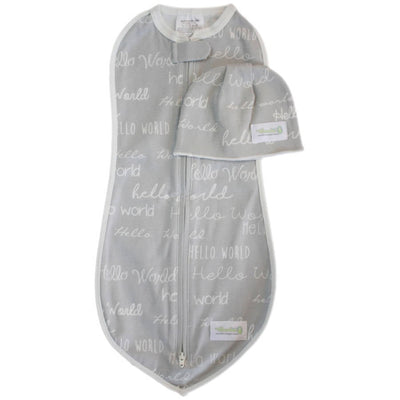 My First Months Hello World Grey Swaddle Set