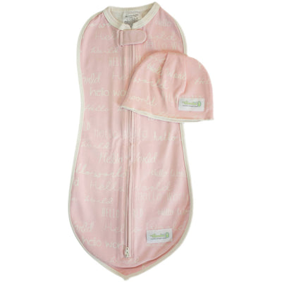 Woombie Hello World Pink Swaddle set