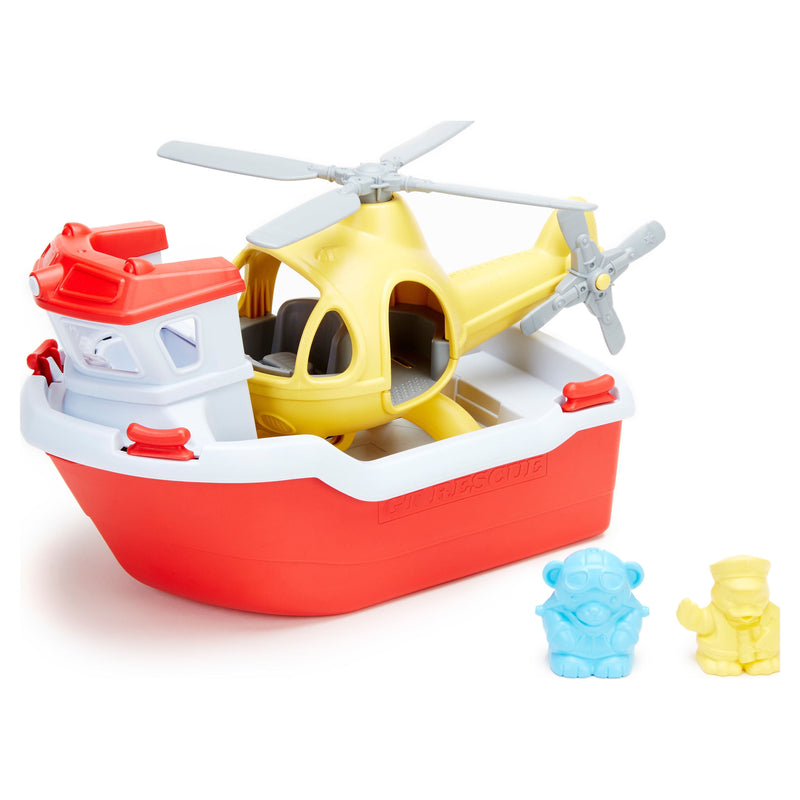 Green Toys Rescue Boat with Helicopter