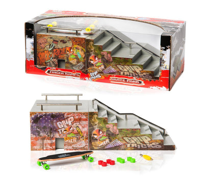 Grip and Tricks - RAMPS FOR FINGER SKATE - FUNBOX AND STAIRS - Fingerboard - Penny Board : Dimensions: 28 X 12 X 10 cm