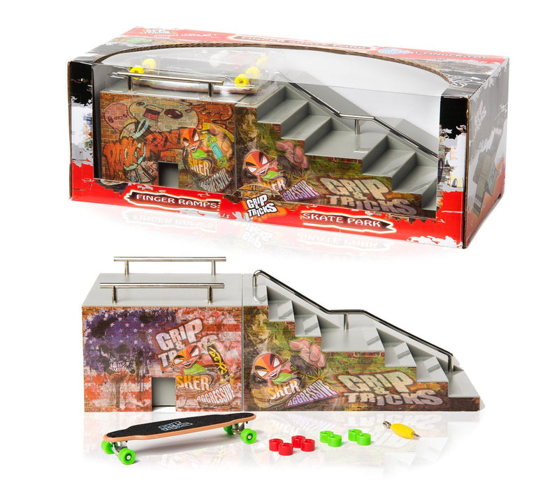Grip and Tricks - RAMPS FOR FINGER SKATE - FUNBOX AND STAIRS - Fingerboard - Penny Board : Dimensions: 28 X 12 X 10 cm