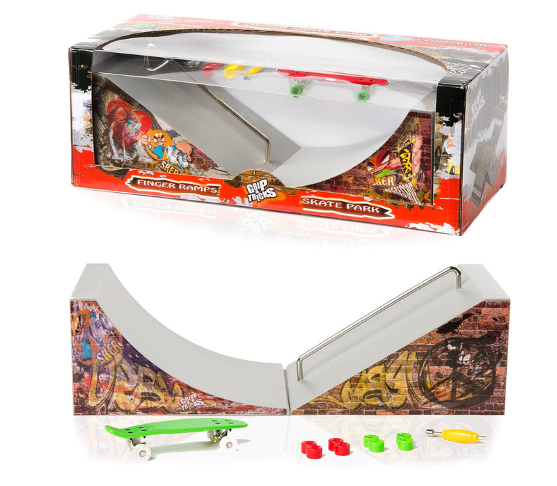 Grip and Tricks - RAMPS FOR FINGER SKATE - QUATERPIPE - Fingerboard - Penny Board : Dimensions: 28 X 12 X 10 cm